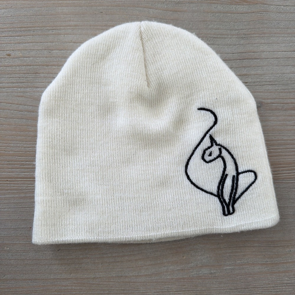Baby Phat Kimora Lee Simmons Cat Logo on Cream Winter Beanie One Size